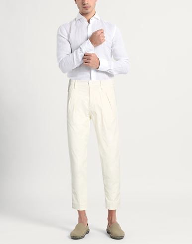 Man Pants Off white Size 28 Cotton, Elastane