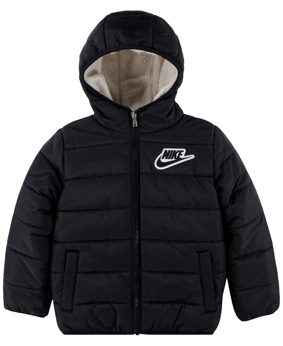 Little Boys Reversible Faux-Sherpa Jacket - Black