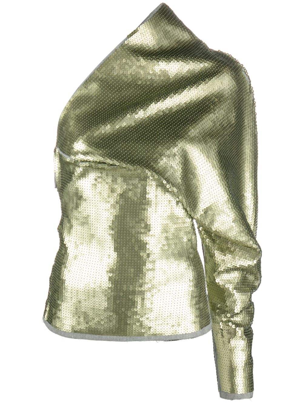 Luxor single-sleeve draped sequin top - Silver