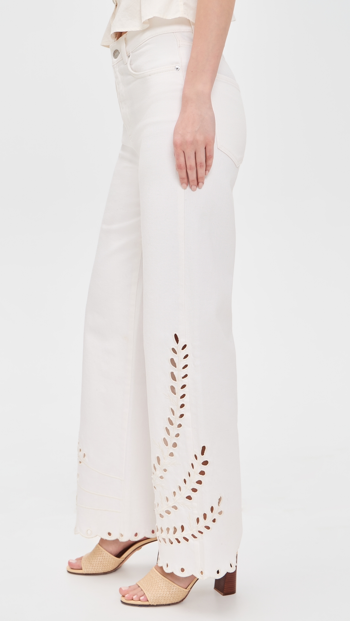 Eyelet Column Jeans White