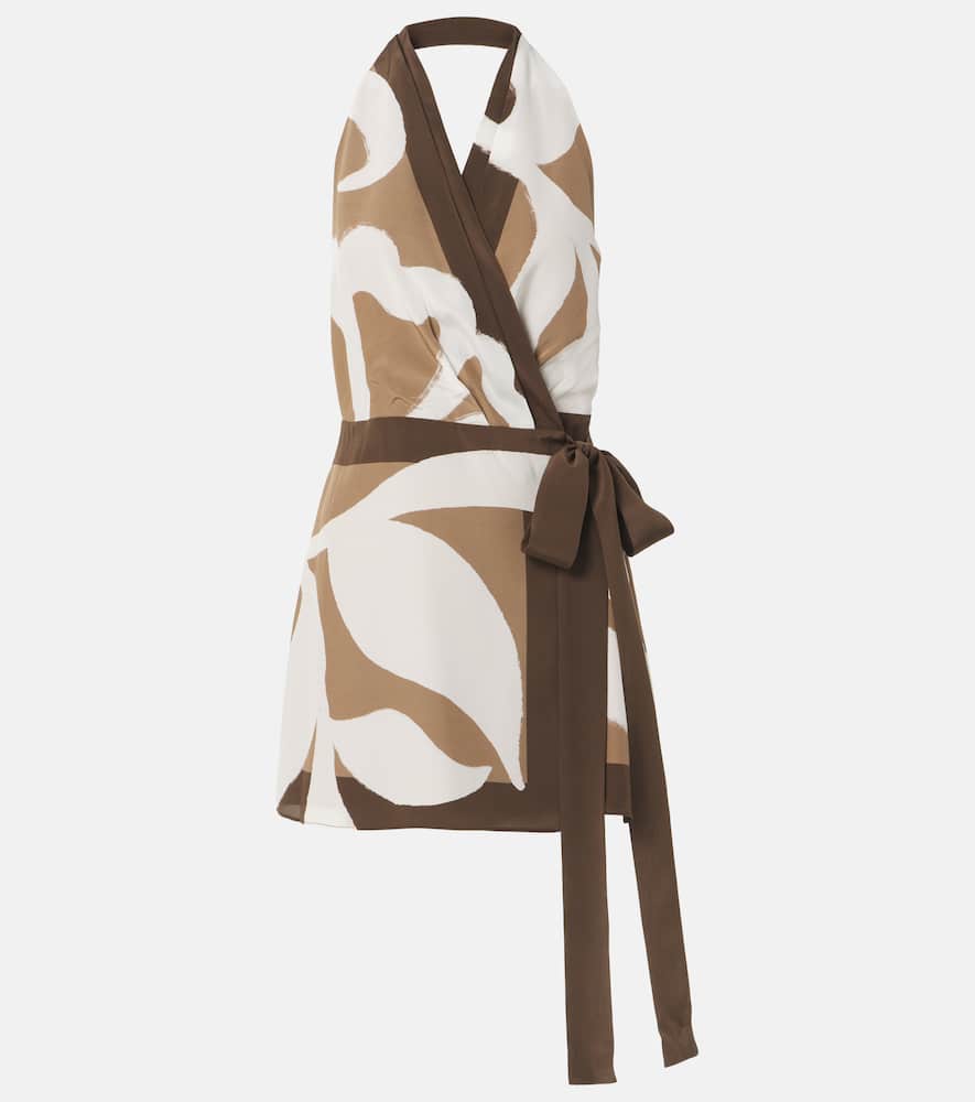 Portia printed silk satin wrap dress