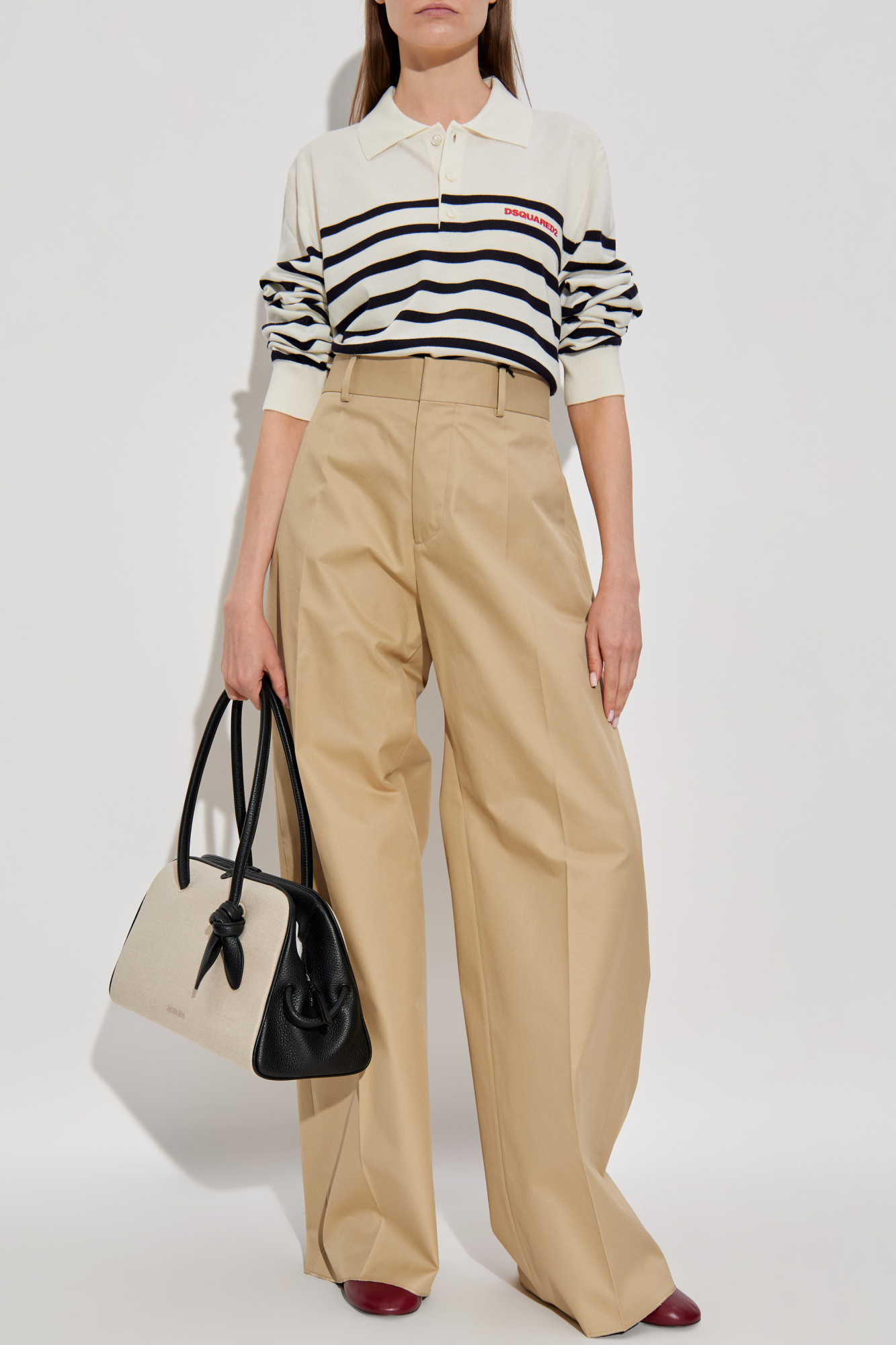 Creased Trousers, Women's, Beige