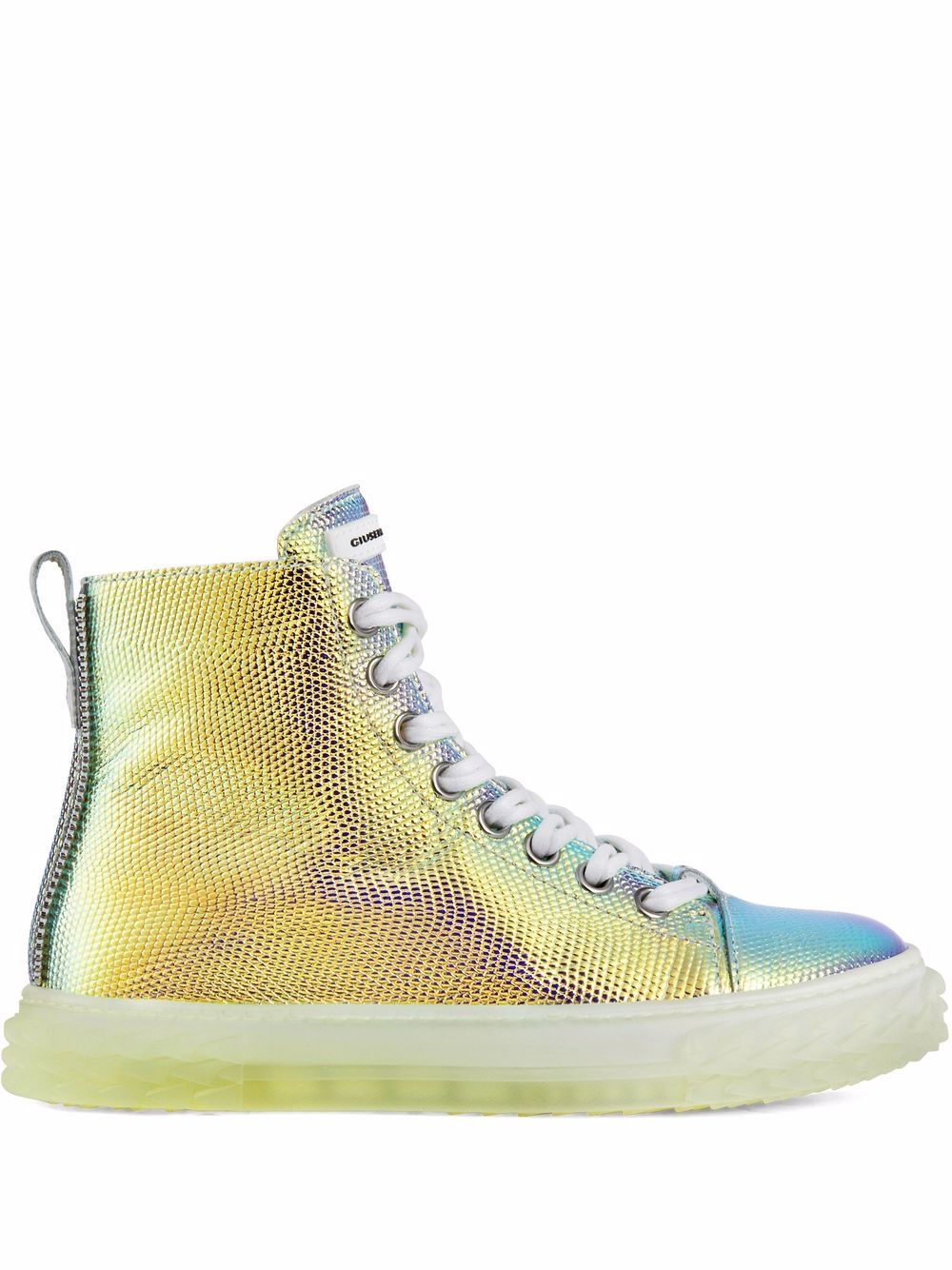 Metallic high-top sneakers - Silver