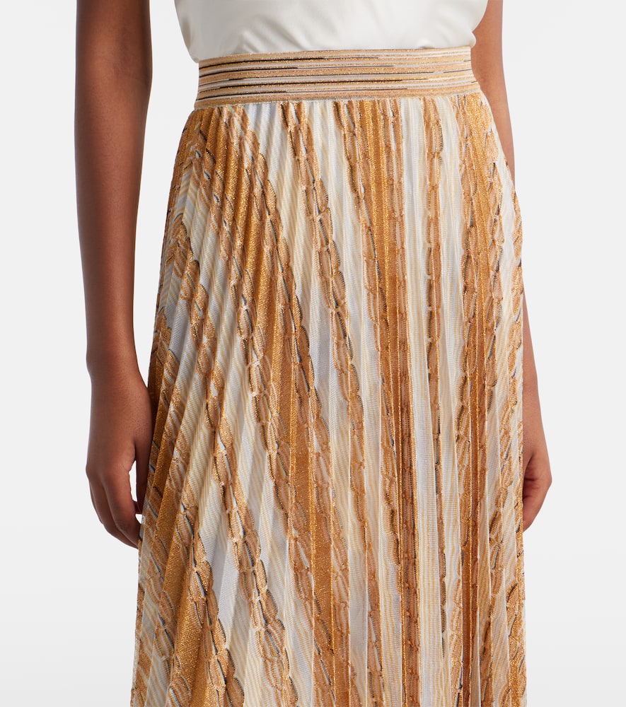 Plissé printed midi skirt