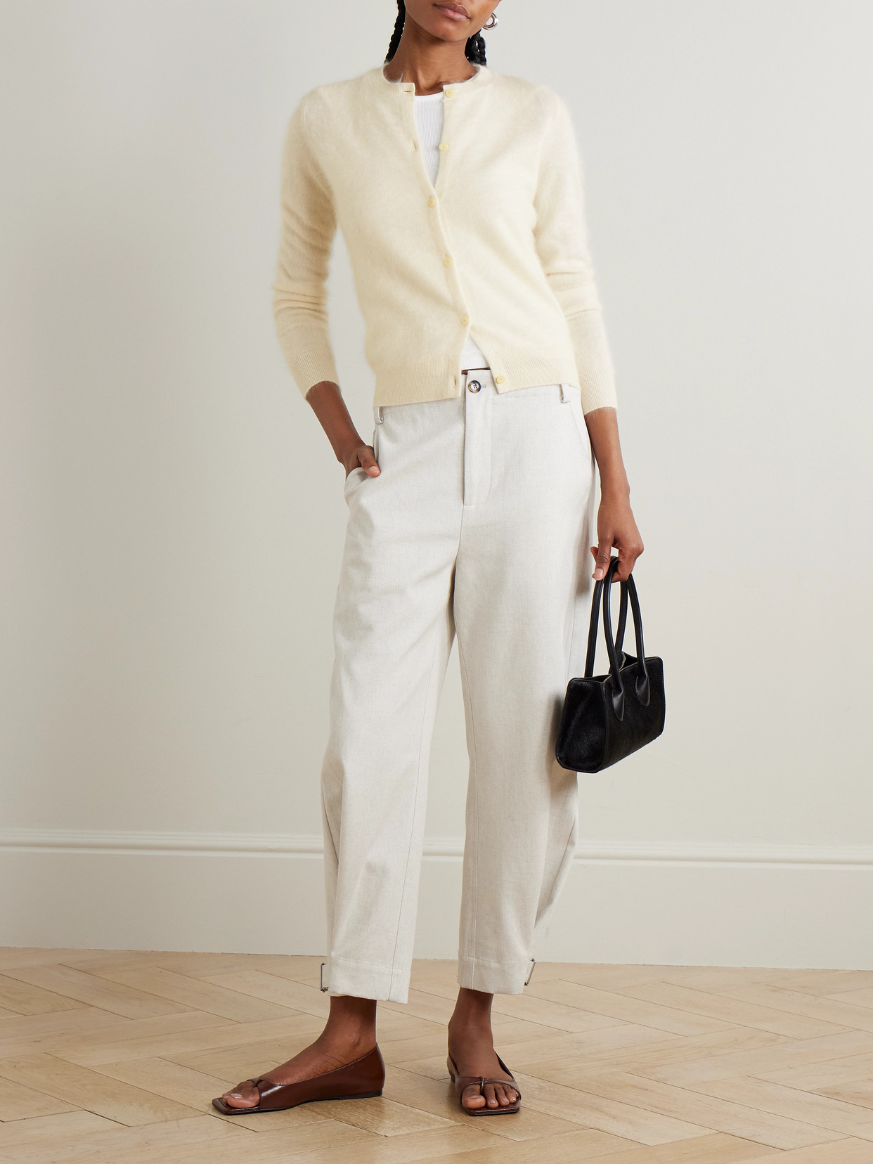 Brushed Cashmere Cardigan - Ivory