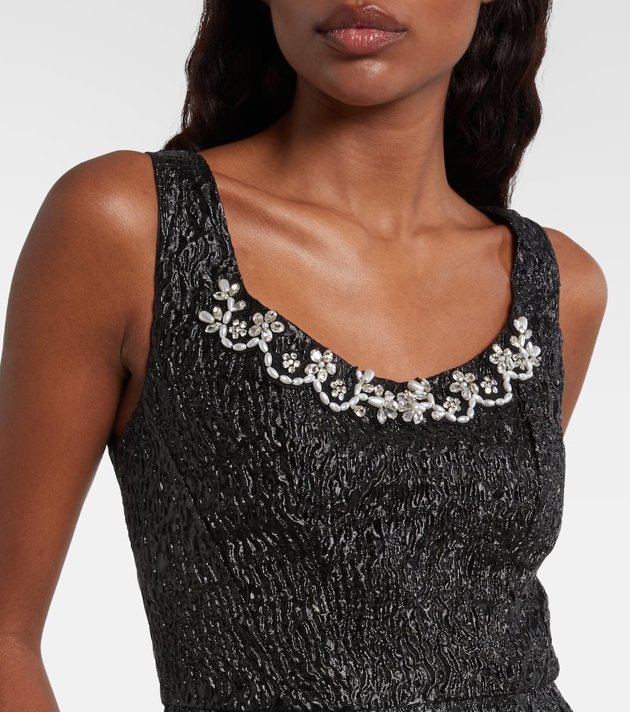 Embellished lamé cocktail dress