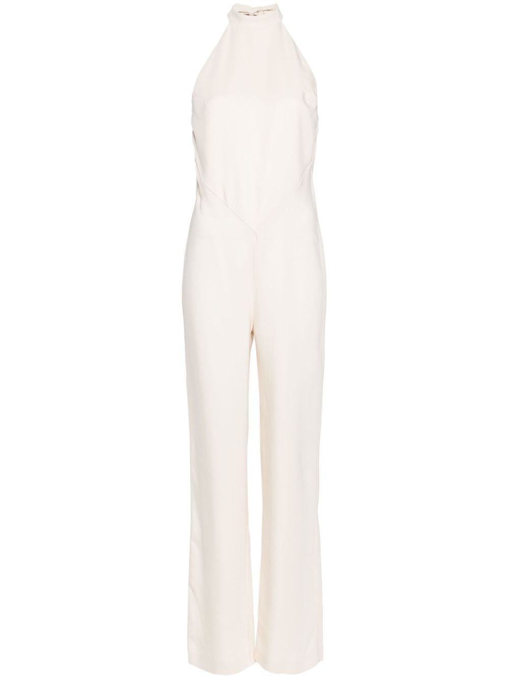 Halterneck open-back jumpsuit - Neutrals