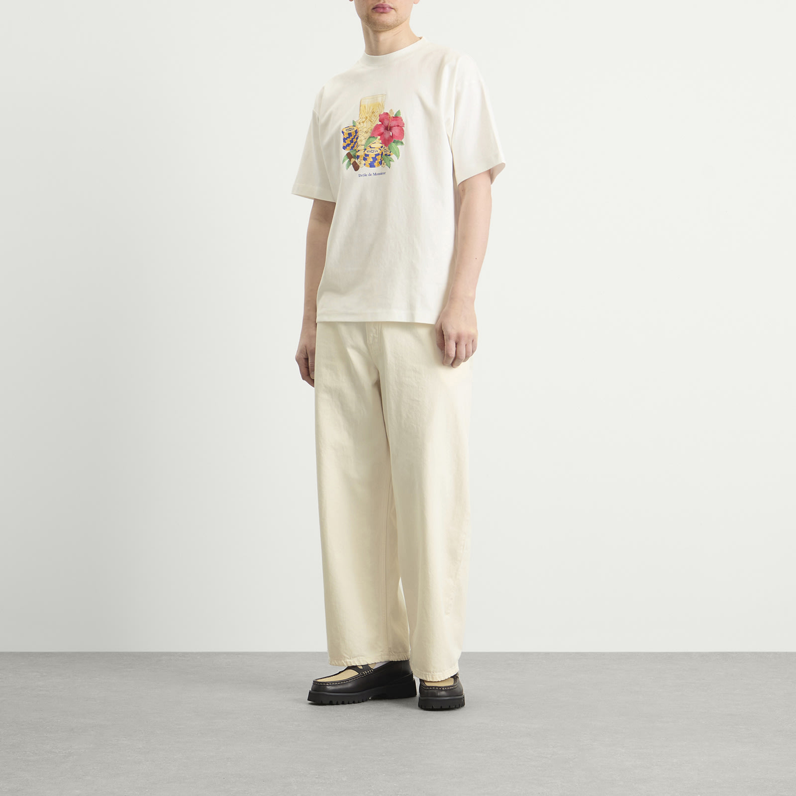 Men's T-shirt Hibiscus Club in Off White