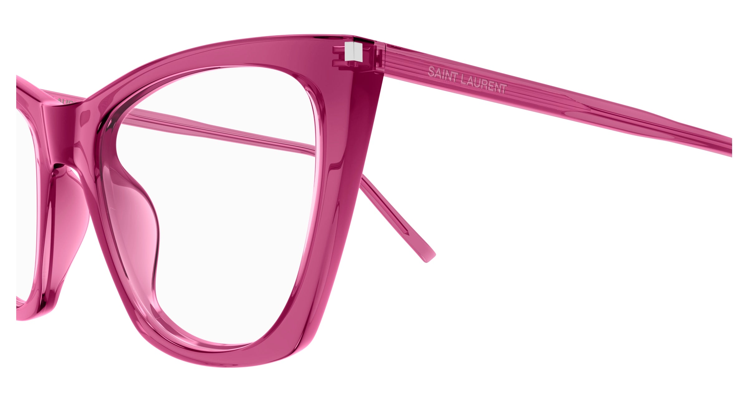 SAINT LAURENT Woman SAINT LAURENT SL 214 KATE THIN OPT 005 Optical frames Acetate Pink Transparent Cat Eye ["Antiriflesso
