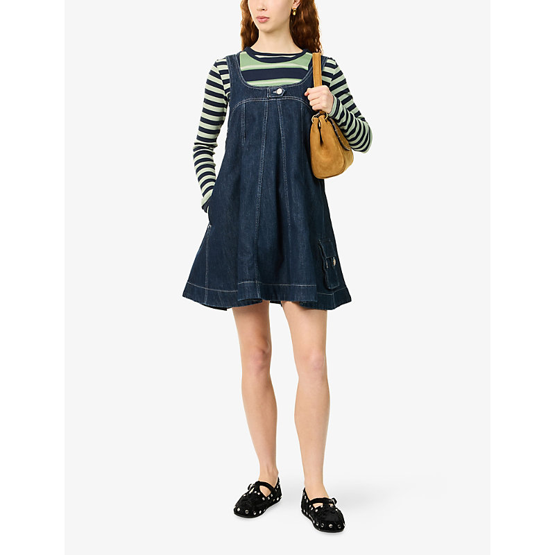 Womens Immy Flared Denim Mini Dress