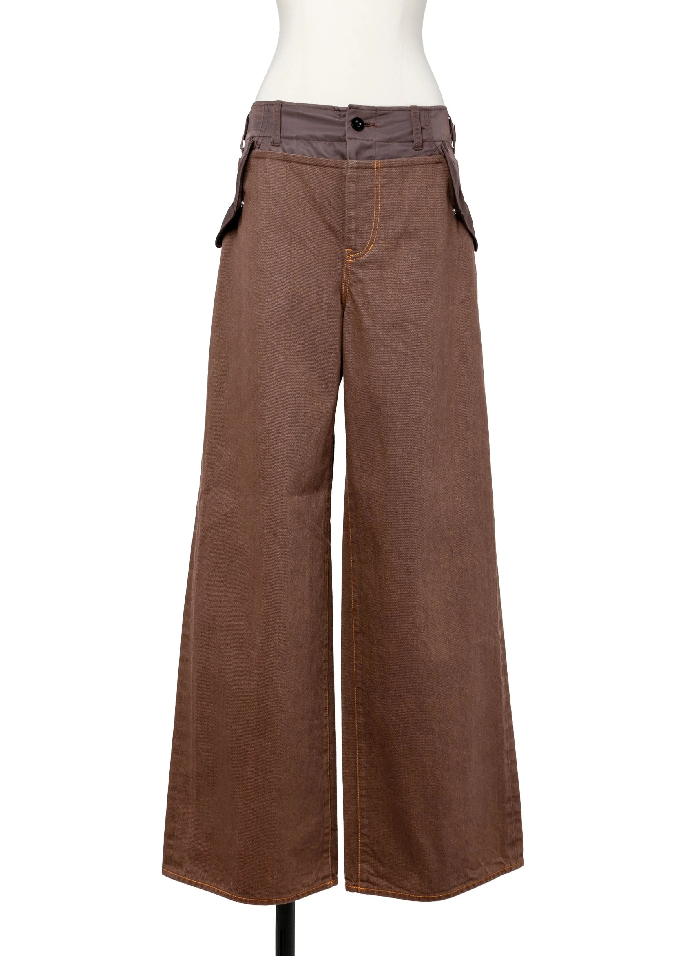 Corduroy Wide-Leg Trousers — Brown