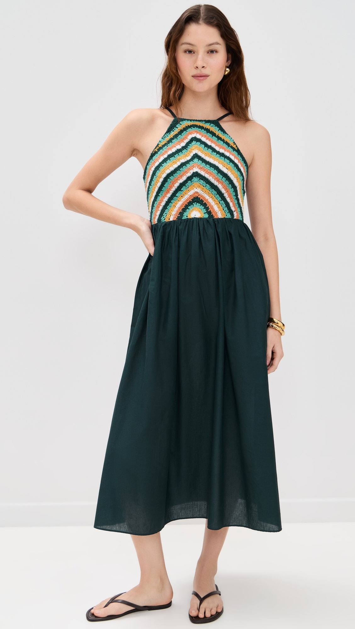 Playa Lucila Crochet Halter Dress Green/Crochet