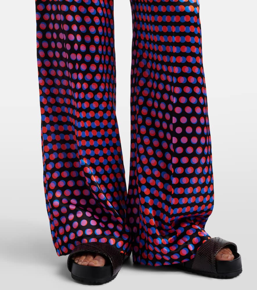 Polka-dot silk wide-leg pants