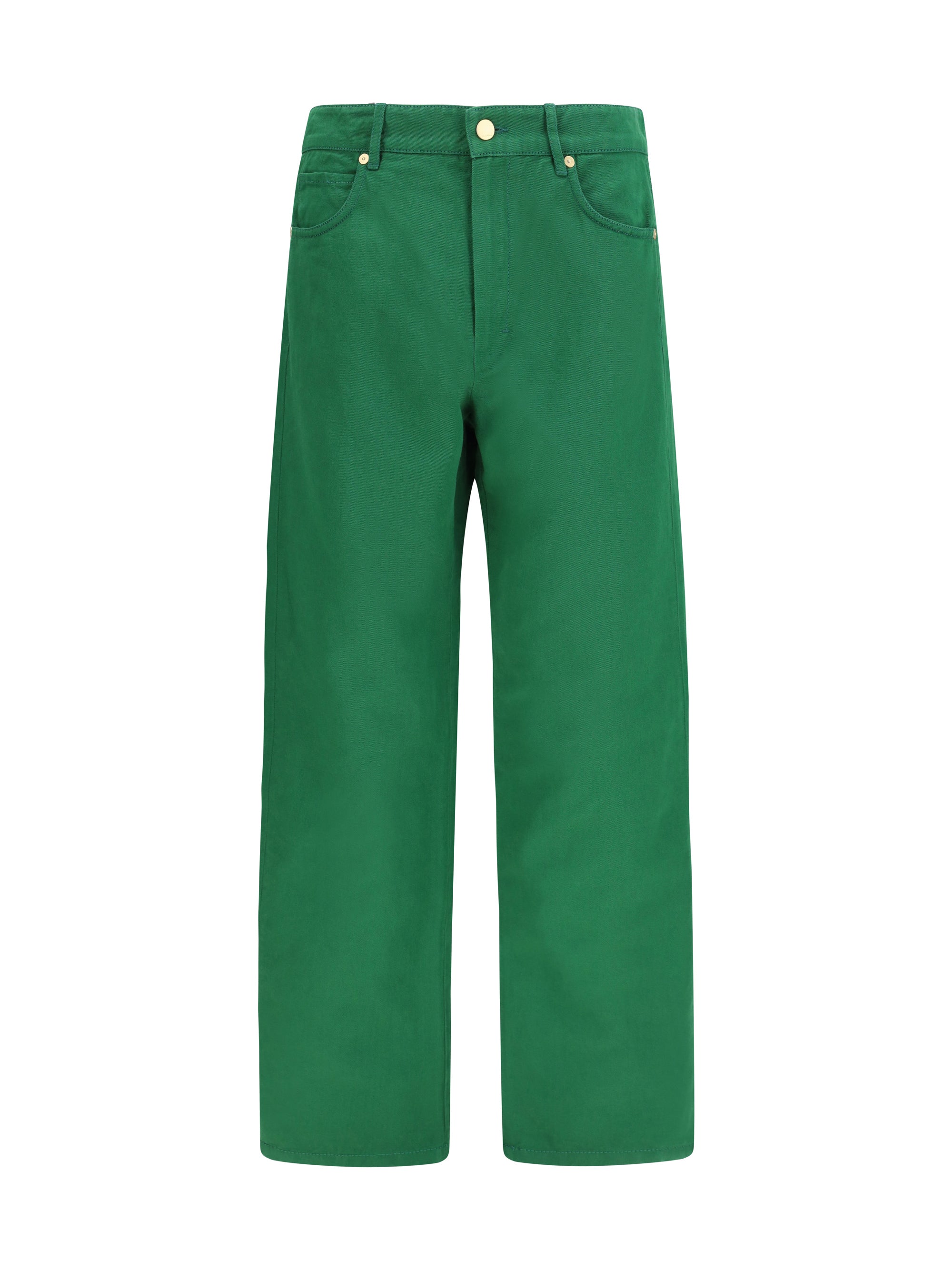 Cotton-Linen Blend Trousers — Green
