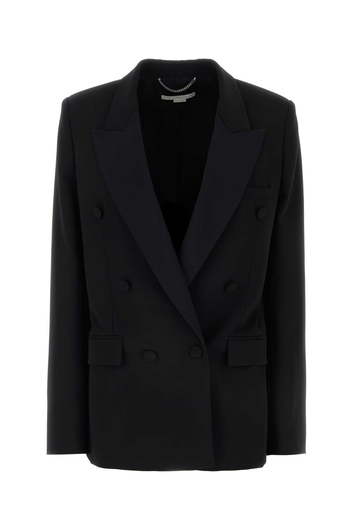 Double-Breasted Wool Blazer — Black
