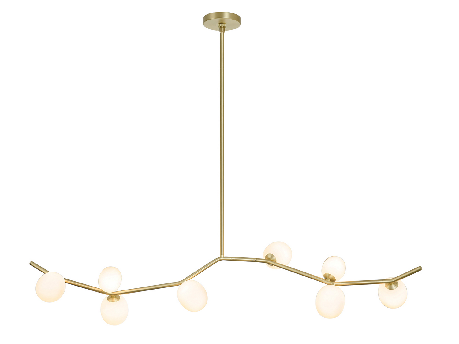 Hampton 8-Light Chandelier in Brushed Brass With White Gla