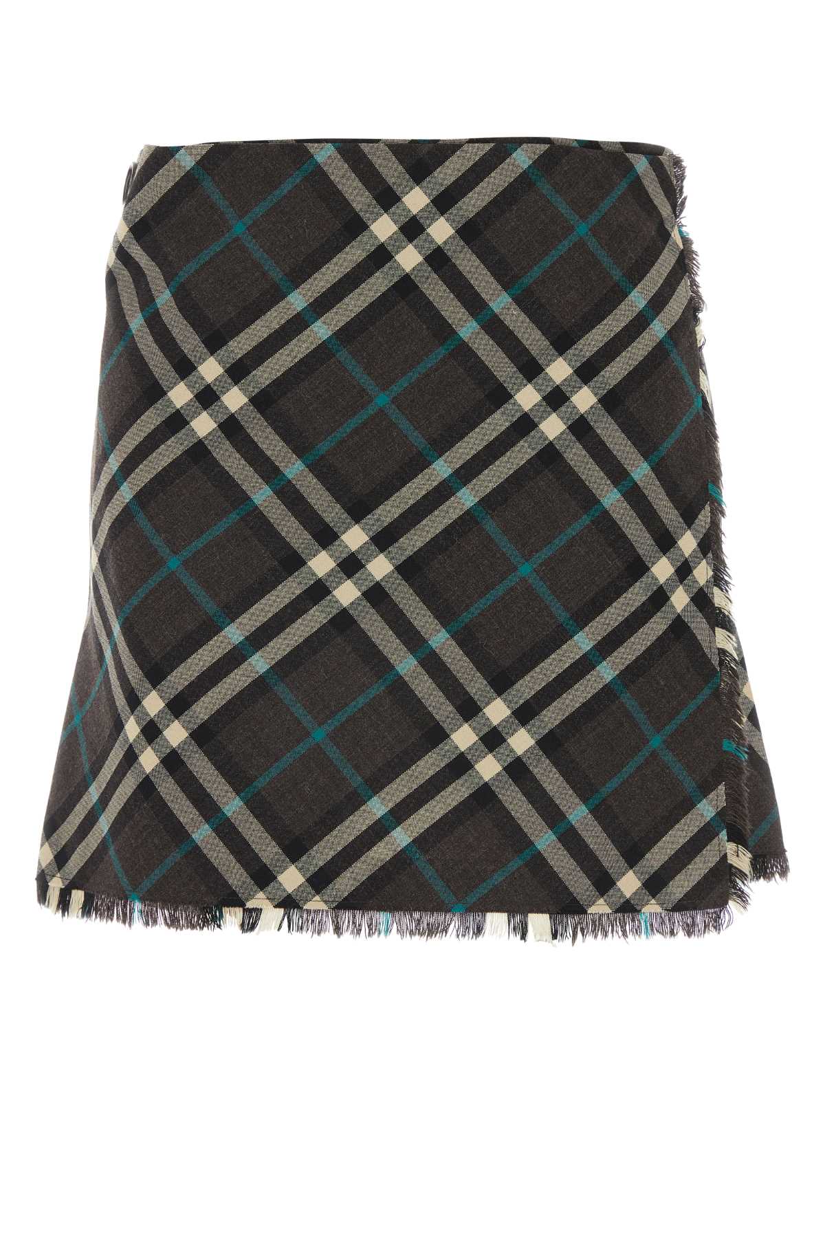 Tartan Wool-Blend Skirt — Black