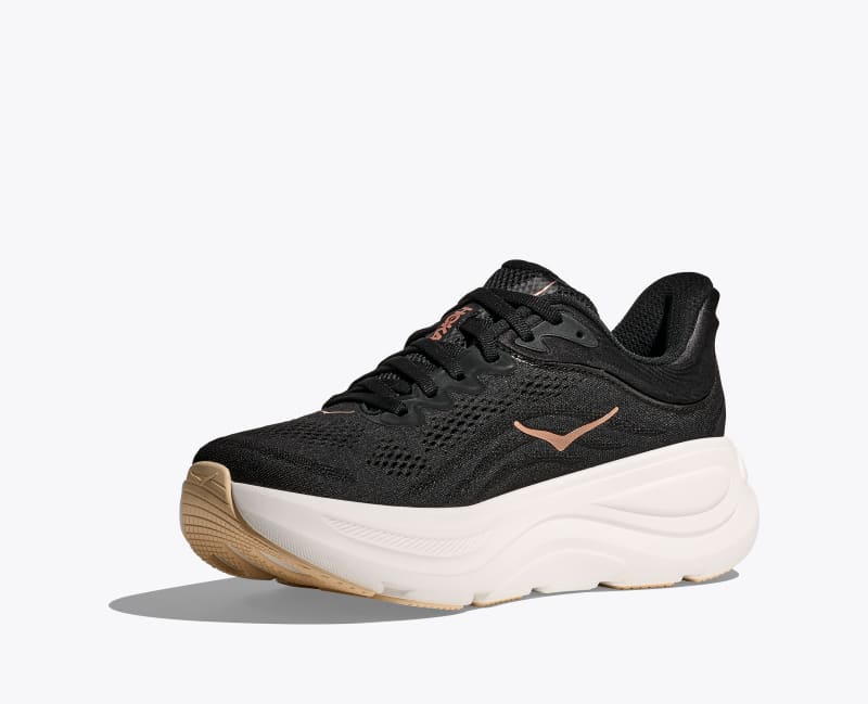 HOKA Women's Bondi 9 Shoes in Black/Rose Gold