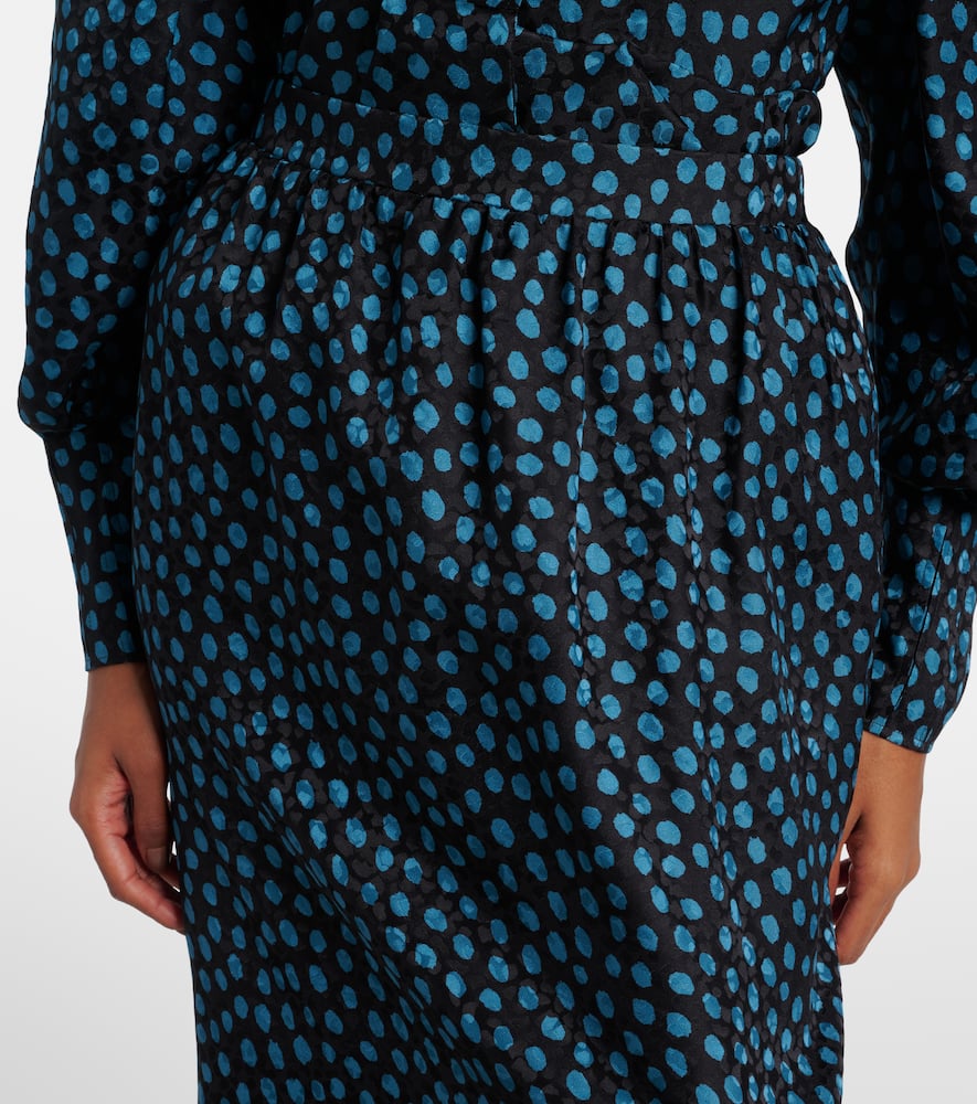 Chloé Polka-dot silk jacquard midi skirt