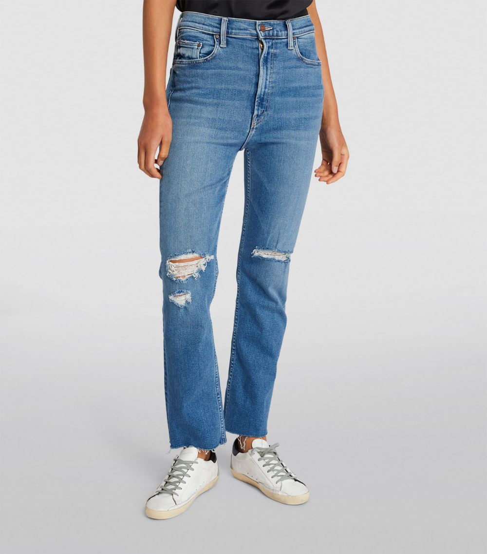 Distressed Rider Straight High Waist Jeans