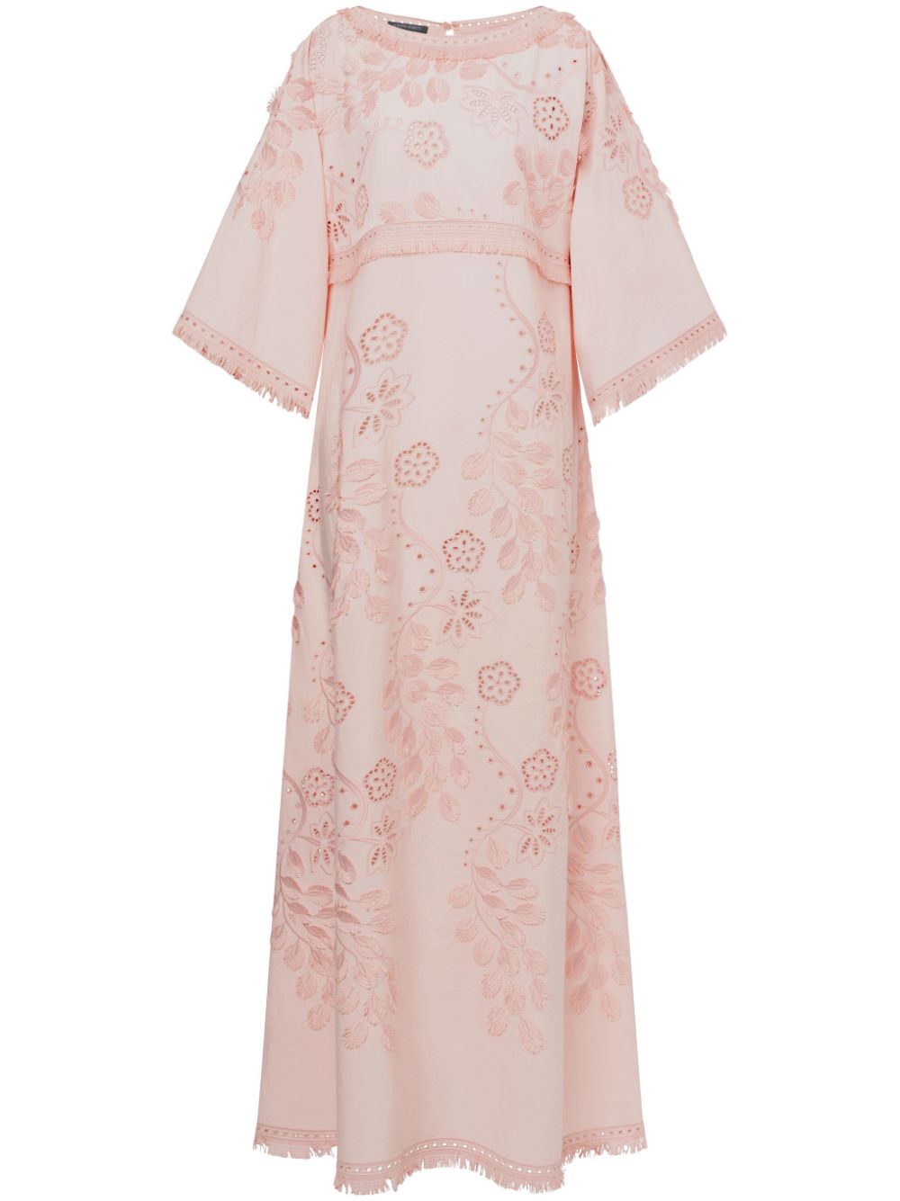 Floral-embroidered gown - Pink