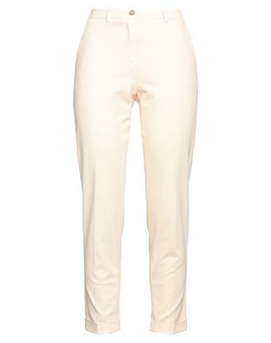 Woman Pants Cream Size 10 Cotton, Elastane