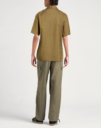 Man Shirt Military green Size XXL Linen, Cotton