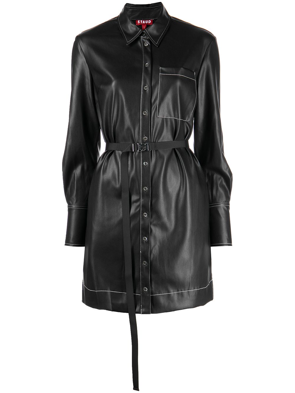 Lynn belted-waist shirt-dress - Black