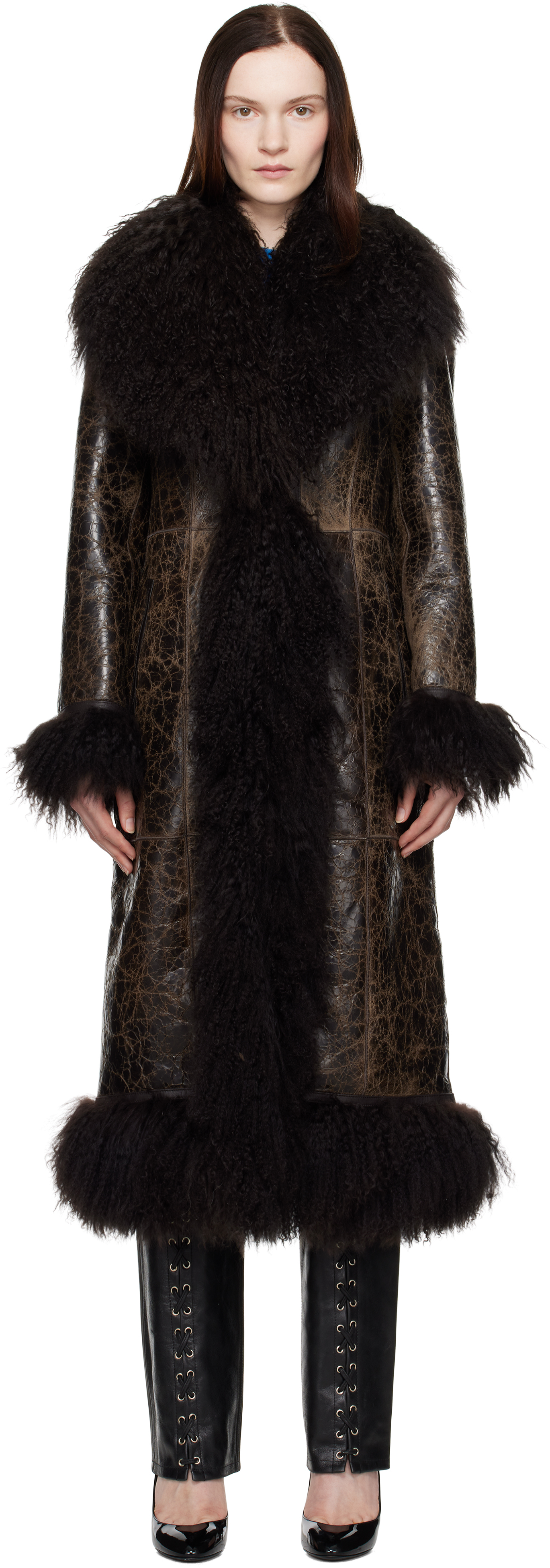 Saks Potts Brown Bonna Shearling Coat