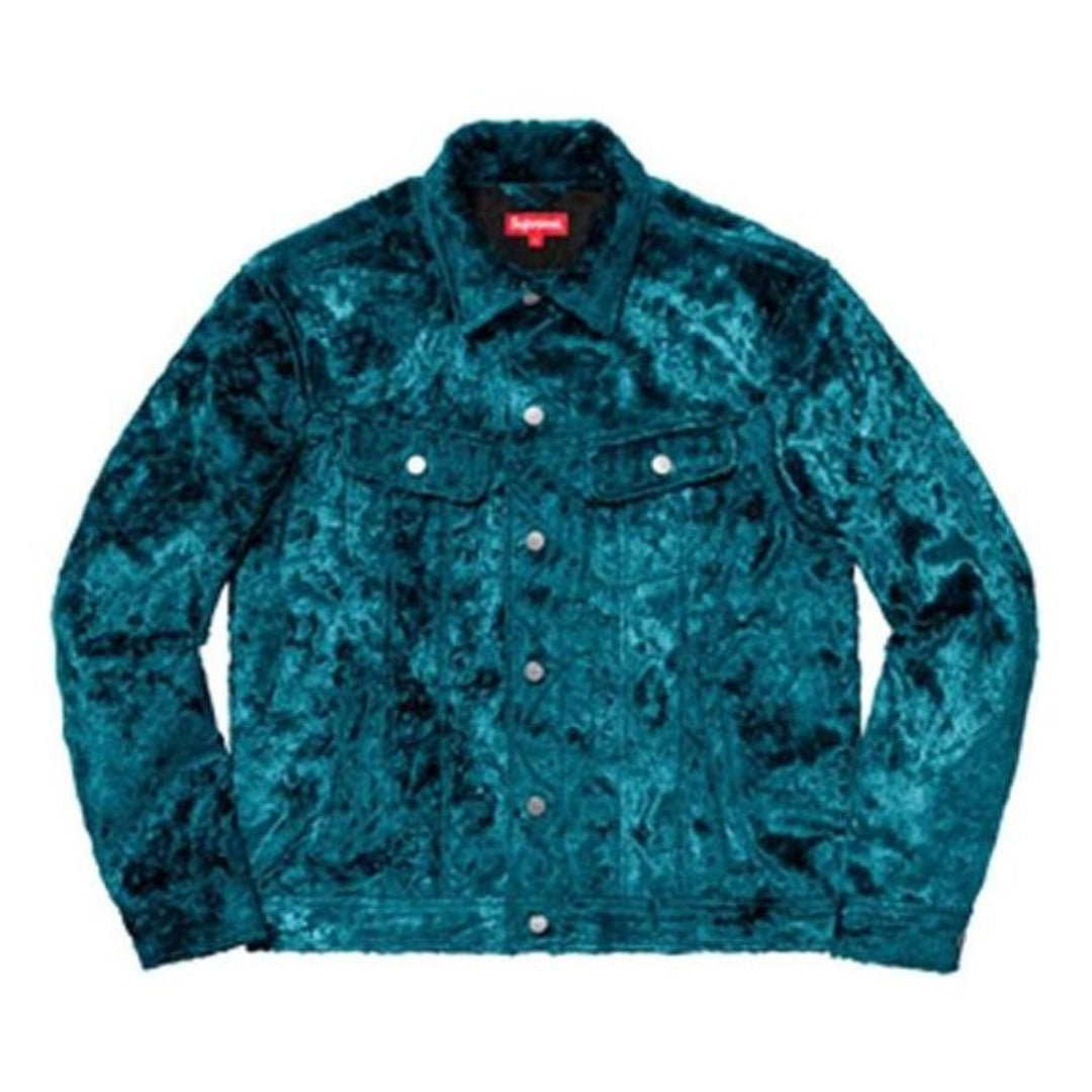 Fuzzy Pile Trucker Jacket 'Teal Black'
