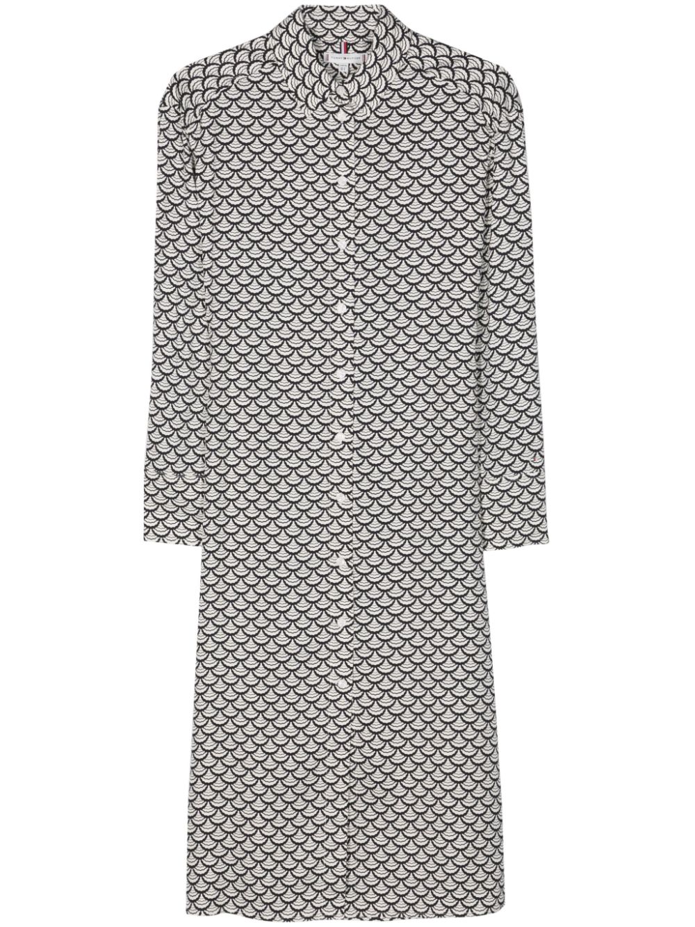 Graphic-print twill midi shirt dress - White