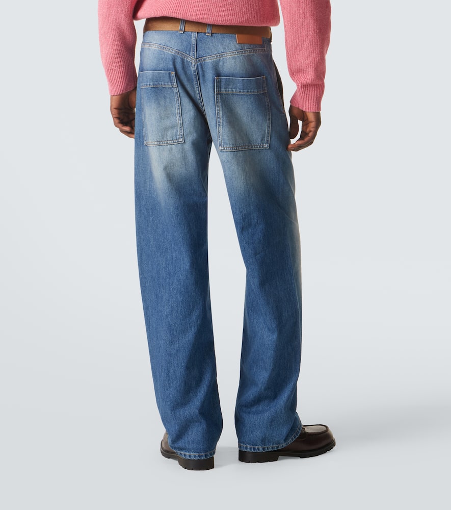 Belted straight jeans