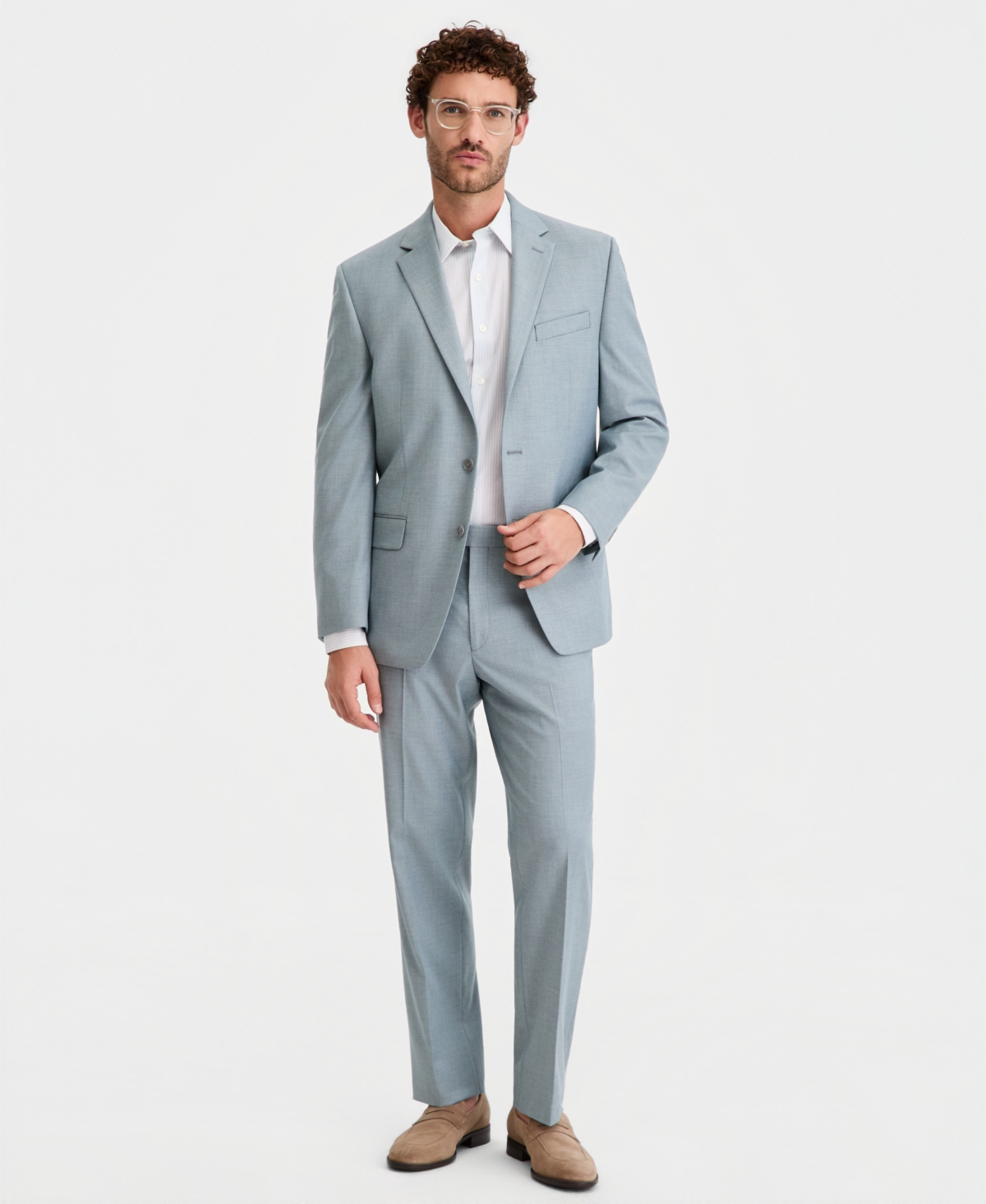 Men's Modern-Fit Suit - Light Teal