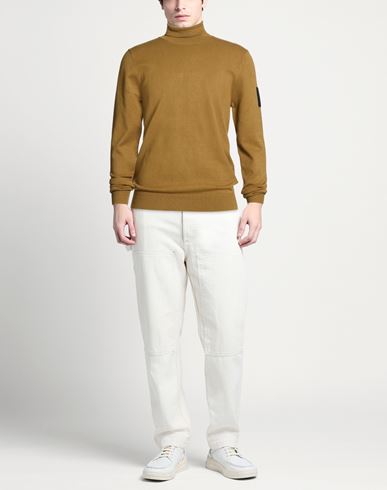 Man Turtleneck Khaki Size M Recycled viscose, PBT