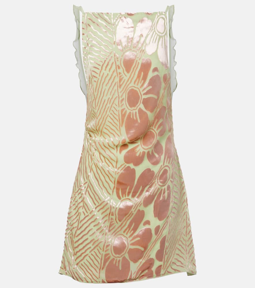 Ventura floral velvet and mesh minidress