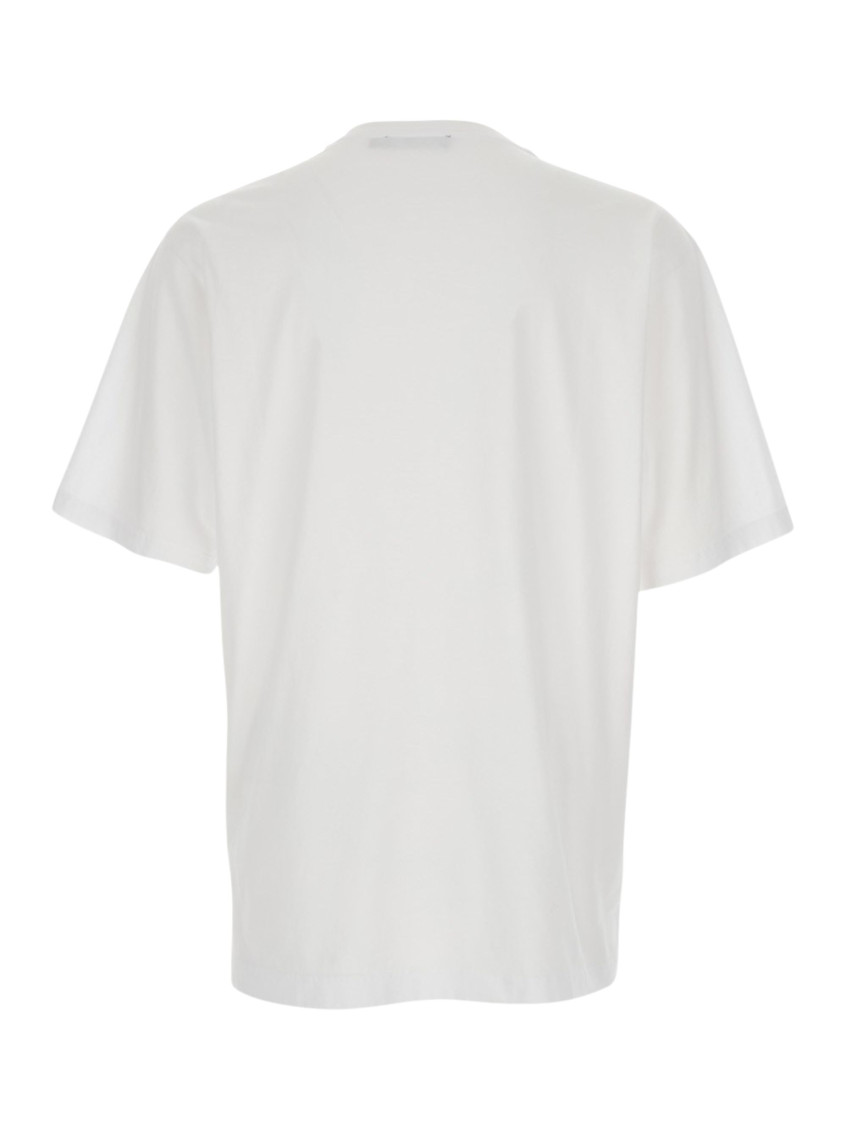 White Crewneck T-Shirt With Logo Embroidery On The Front In Cotton Man