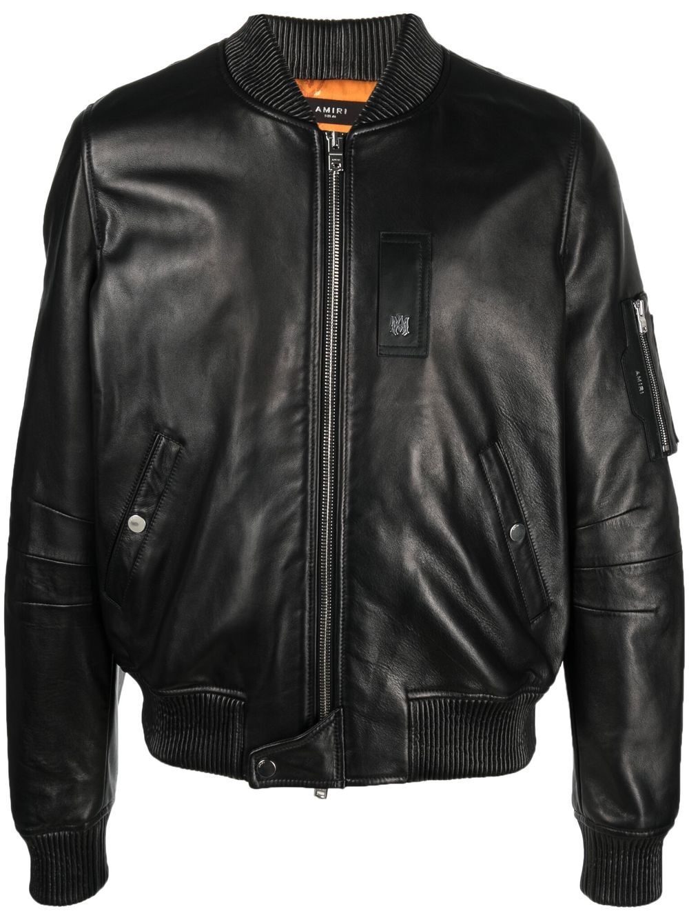 Leather bomber jacket - Black