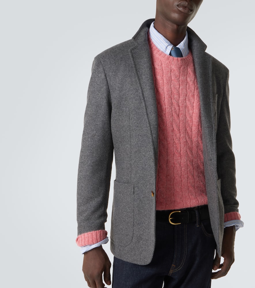 Wool-blend flannel blazer