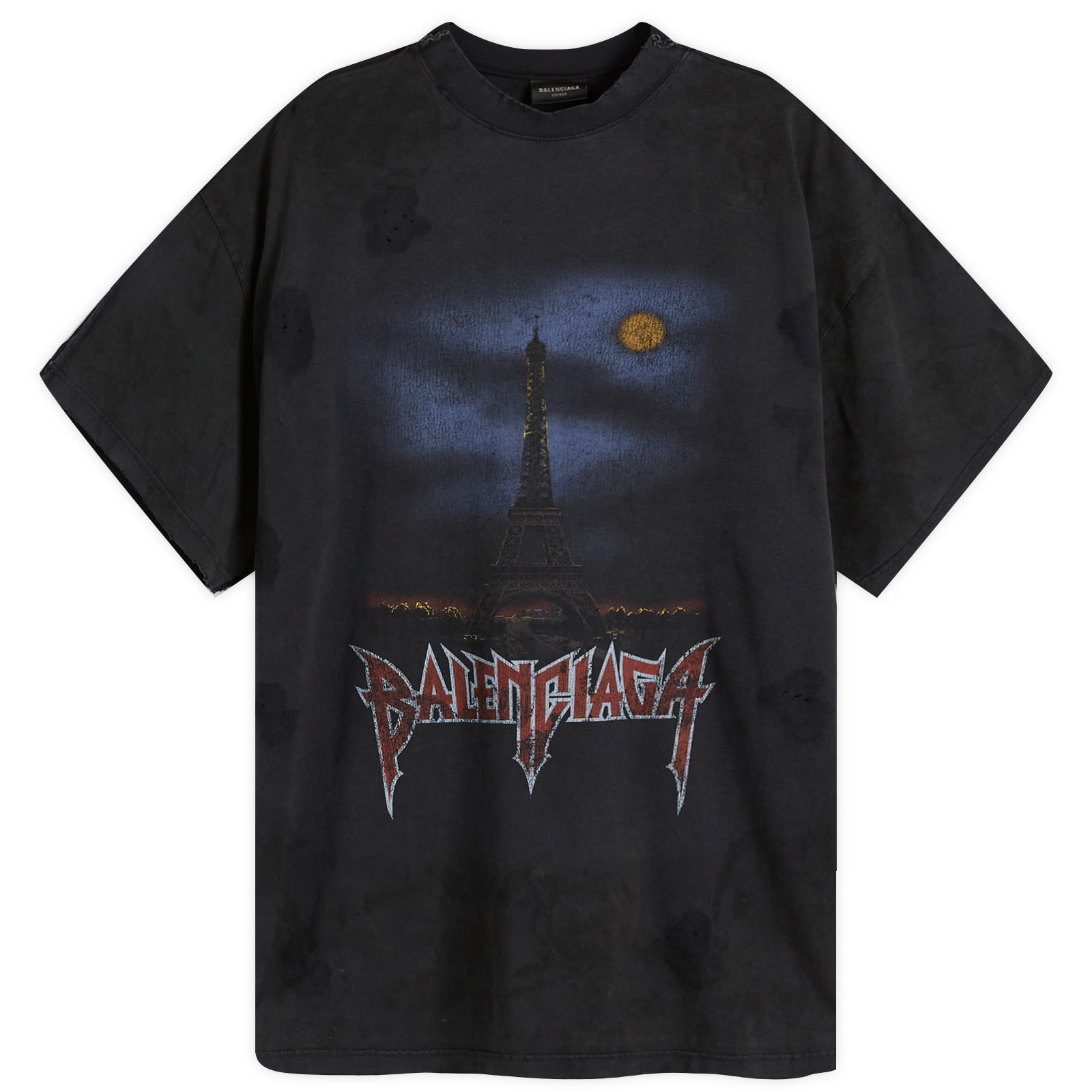 Men's Double Front T-Shirt in Wash Black