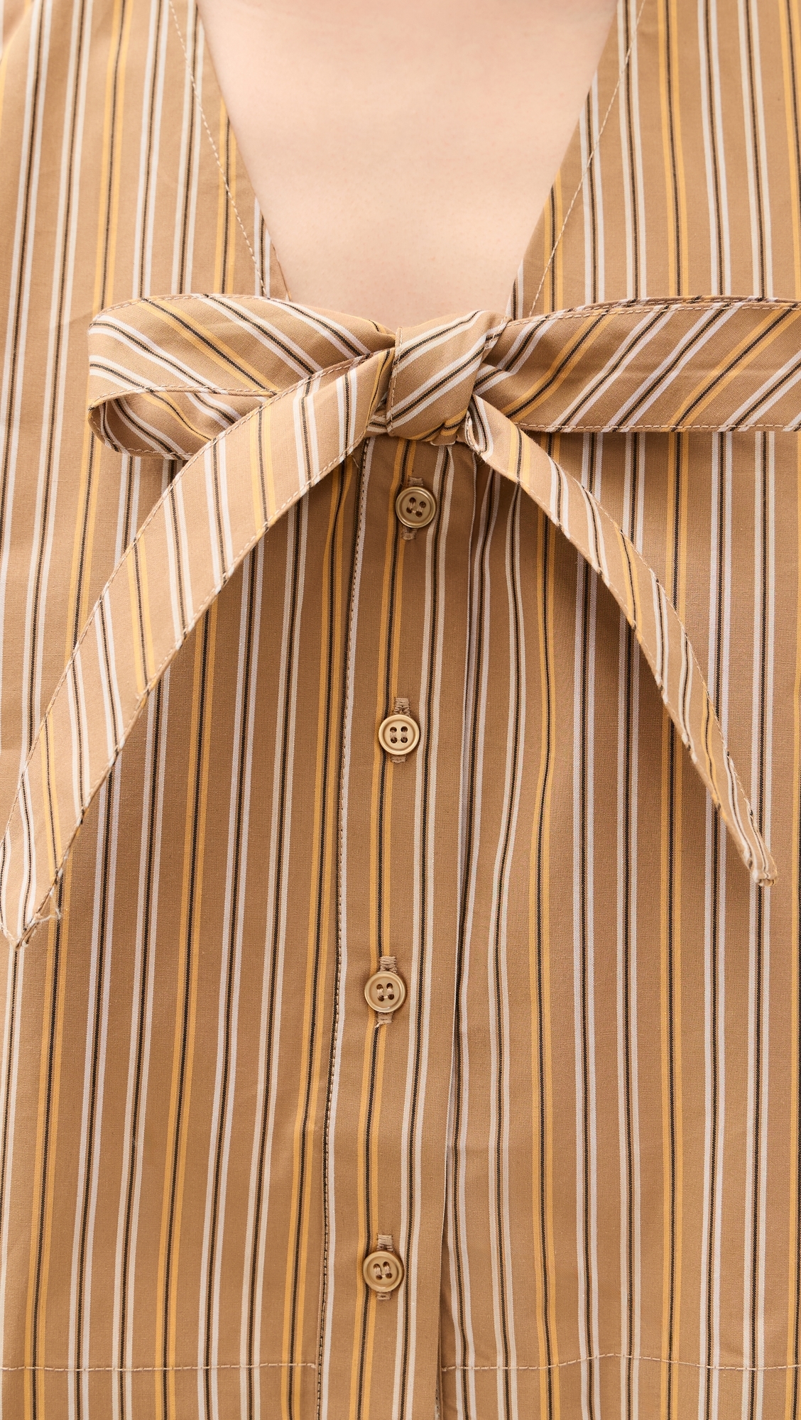 Striped Bow Blouse Light Brown