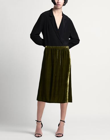 Woman Midi skirt Military green Size 10 Viscose, Silk