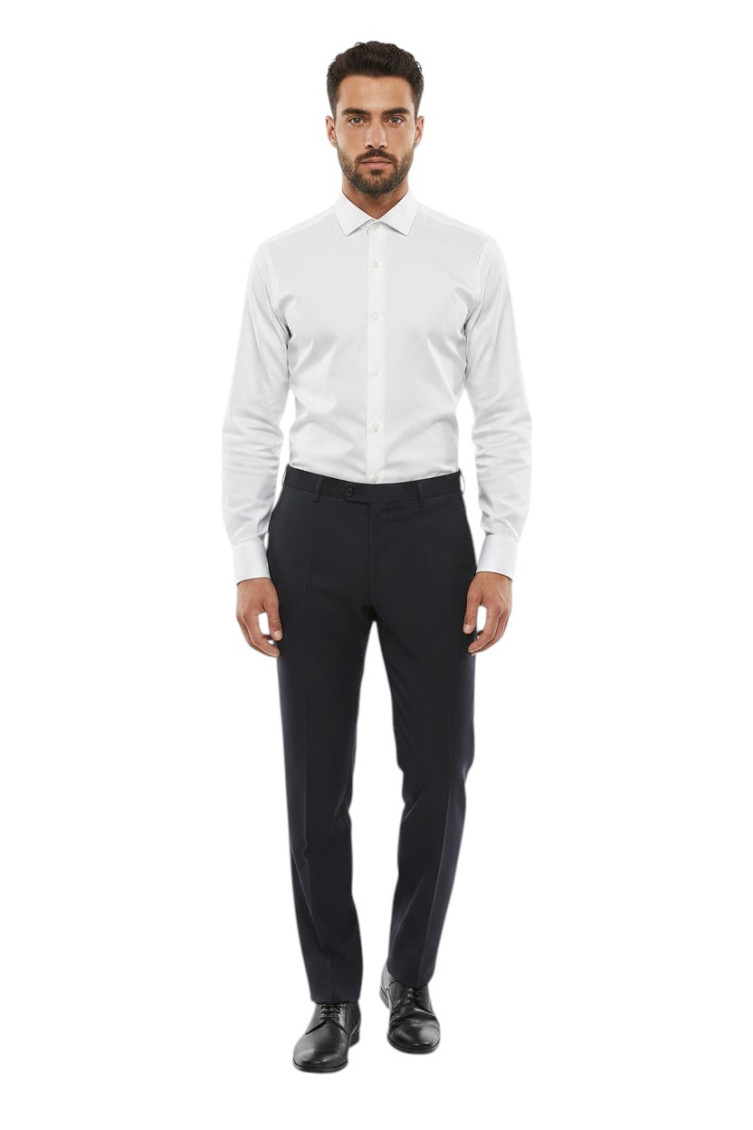 Blue Flat Front Trousers
