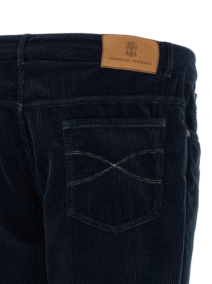 Blue Straight Flat Front Pants
