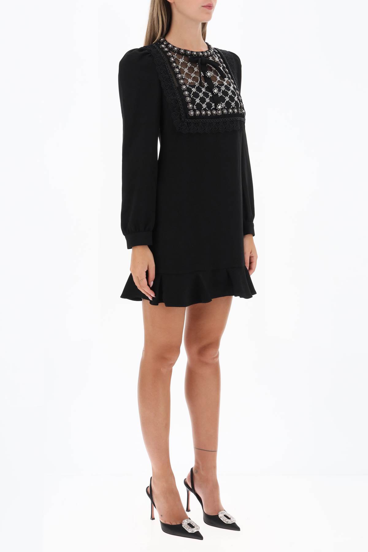 Mini Dress With Lace And Appliques