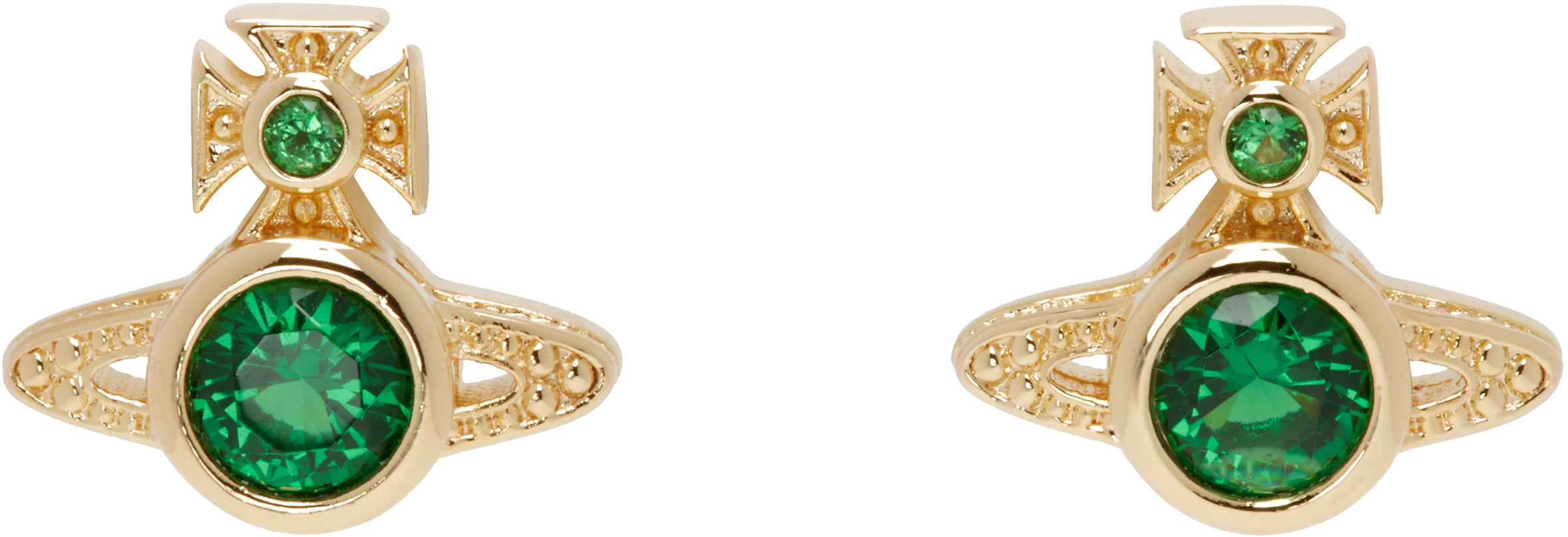 Vivienne Westwood Gold & Green London Orb Earrings