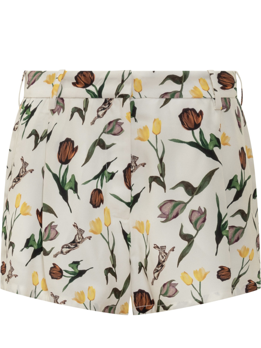 White Floral Shorts