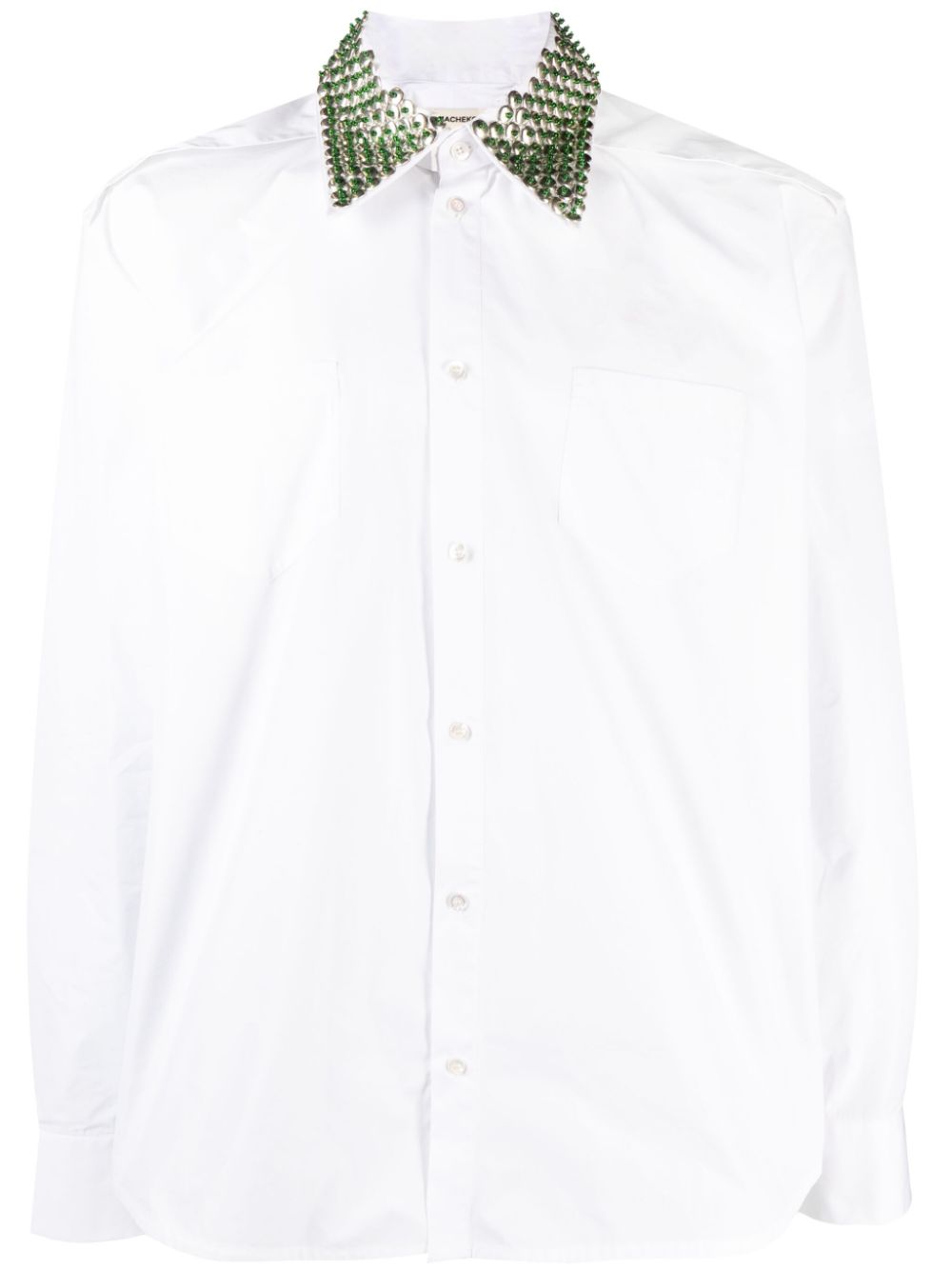 Crysttal-embellished long-sleeve shirt - White