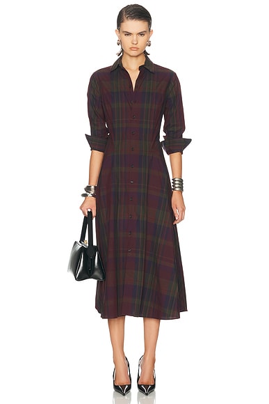 Polo Ralph Lauren Long Sleeve Shirt Dress in 2059 Merlot & Green Multi Plaid - Multi. 4 also in