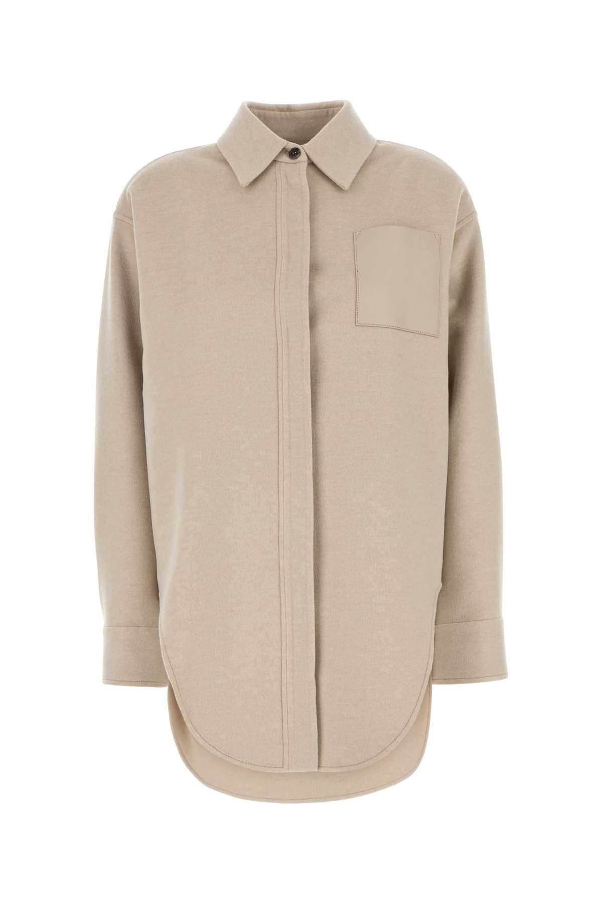 Wool-Cashmere Flannel Overshirt — Beige