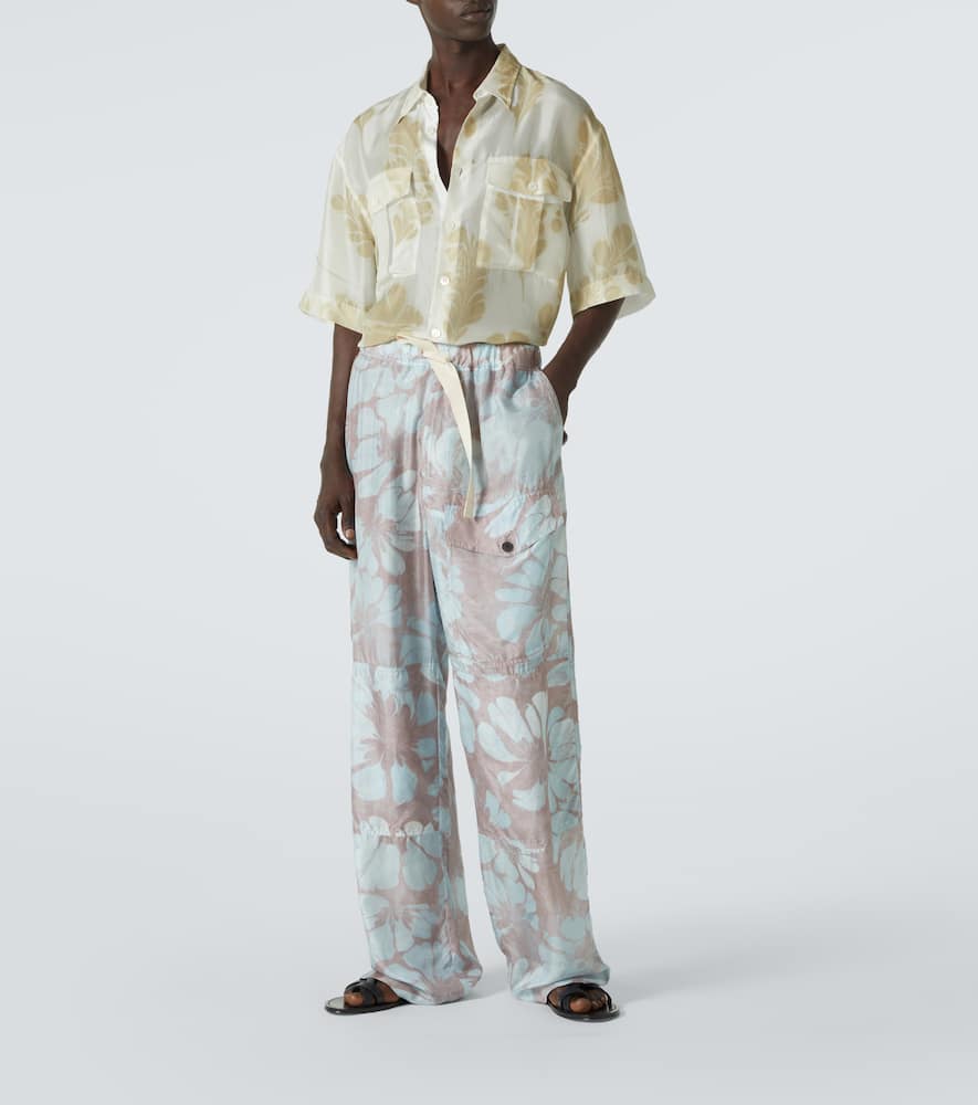 Printed silk bowling shirt